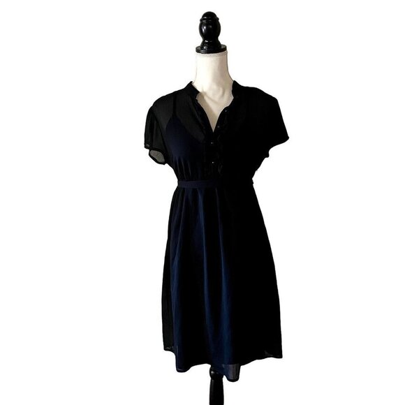 🍁 3/$25 🍁 Merona | Sheer Dress with a Back Slip Attached | Black |Medium - Picture 1 of 10